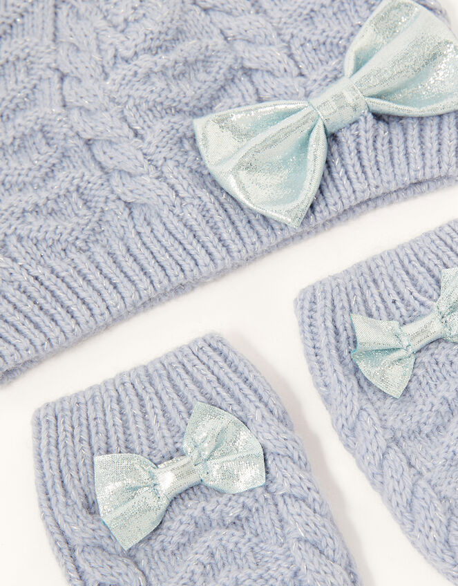 Baby Belle Beanie and Mittens Set, Blue (BLUE), large