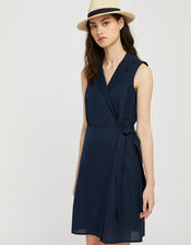 Carrie Tunic Dress in Linen and Organic Cotton, Blue (NAVY), large
