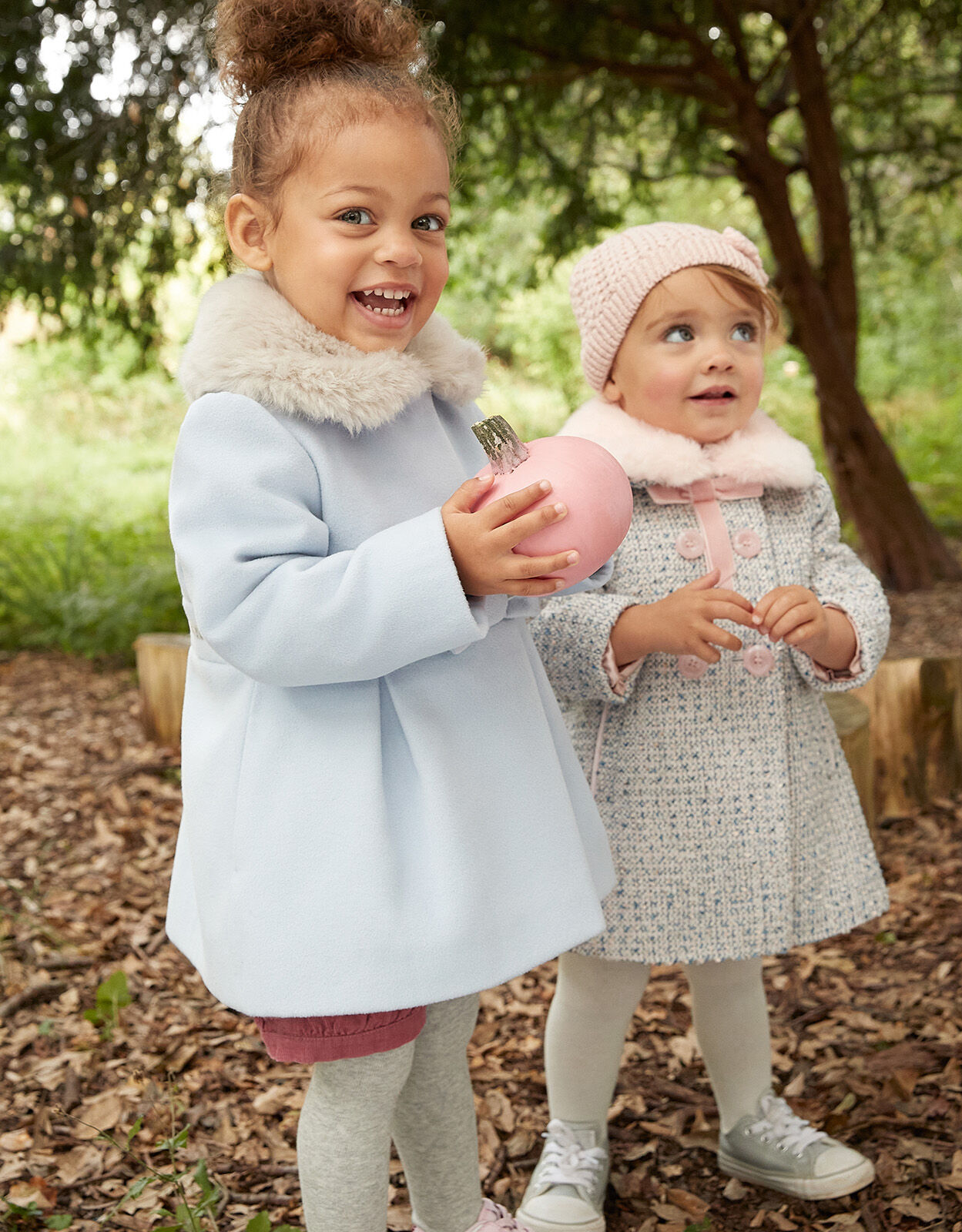 Baby Fluffy Collar Bow Coat Blue