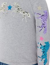 Sequin Horse 2-in-1 Dress, Grey (GREY), large