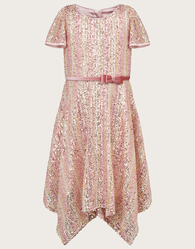 Tamara Sequin Velvet Bow Belt Dress Pink, Pink (PINK), large