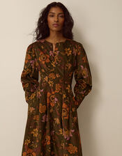 Princella Floral Corduroy Midi Dress, Green (GREEN), large