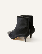 Velvet Kitten Heel Ankle Boots, Black (BLACK), large