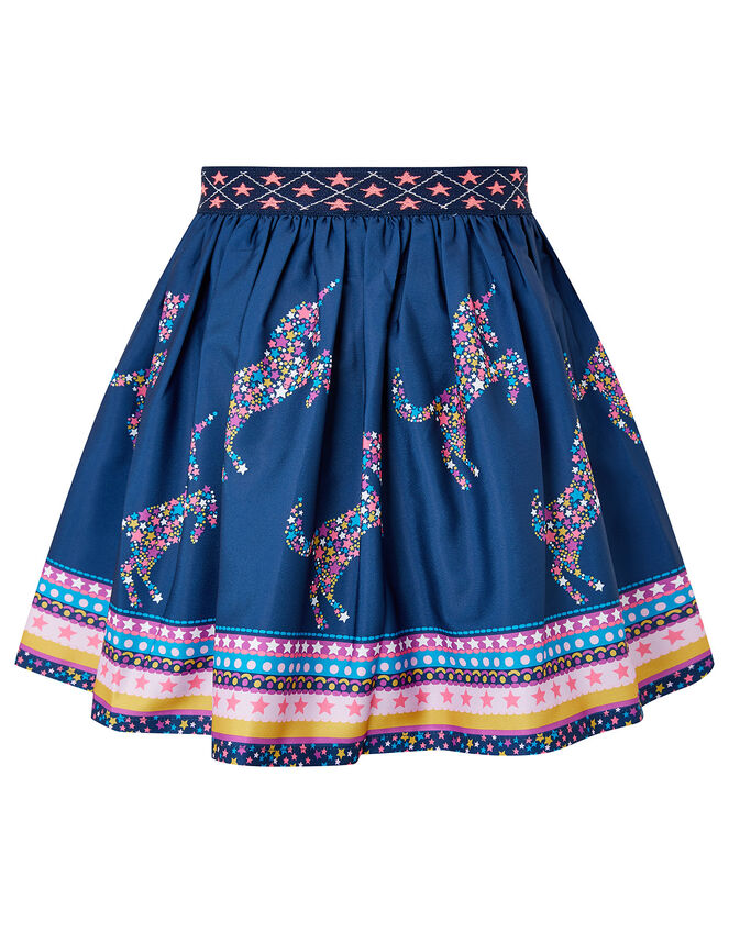 Starry Unicorn Skirt in Recycled Fabric, Blue (NAVY), large
