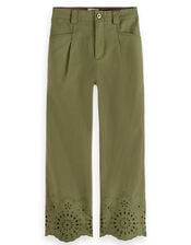 Scotch and Soda Liv Mid Rise Embroidered Trousers, Green (GREEN), large