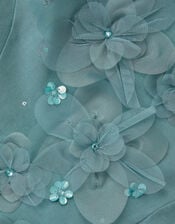 Floral Appliqué Sweatshirt Dress, Green (GREEN), large