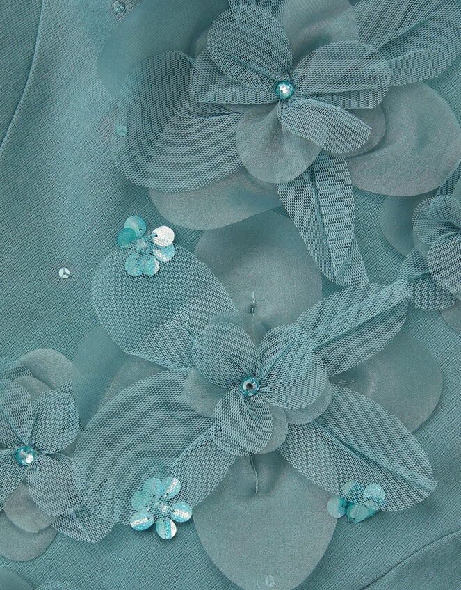 Floral Appliqué Sweatshirt Dress, Green (GREEN), large