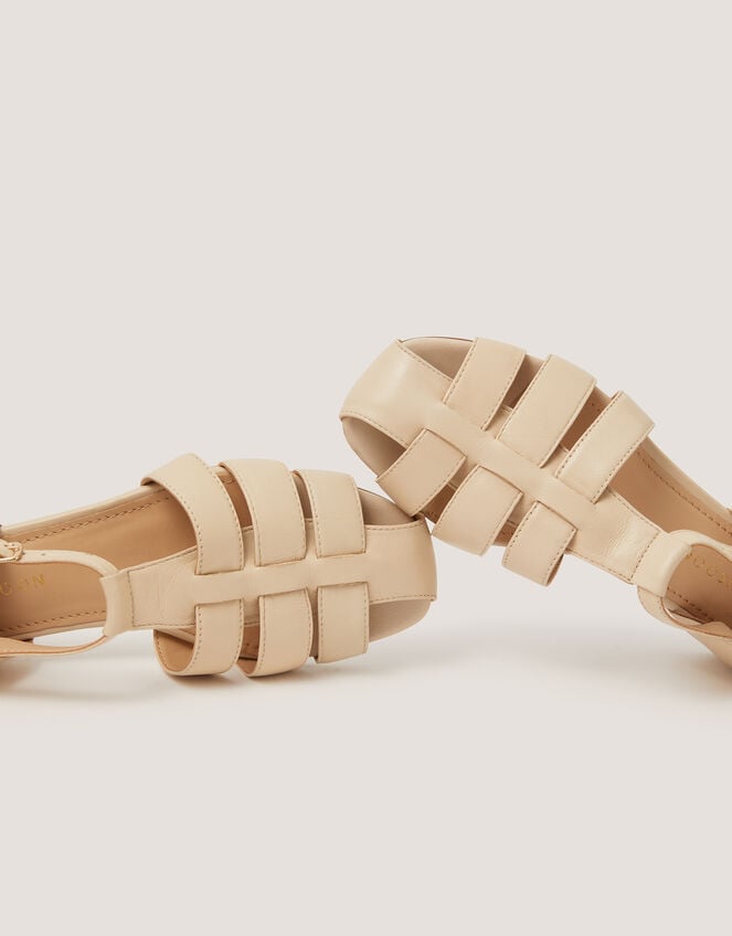 Bobbi Fisherman Leather Sandals, Ivory (IVORY), large