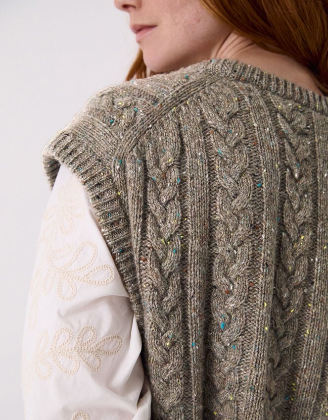 East Keya Wool Blend Cable Knit Waistcoat, Natural (NATURAL), large