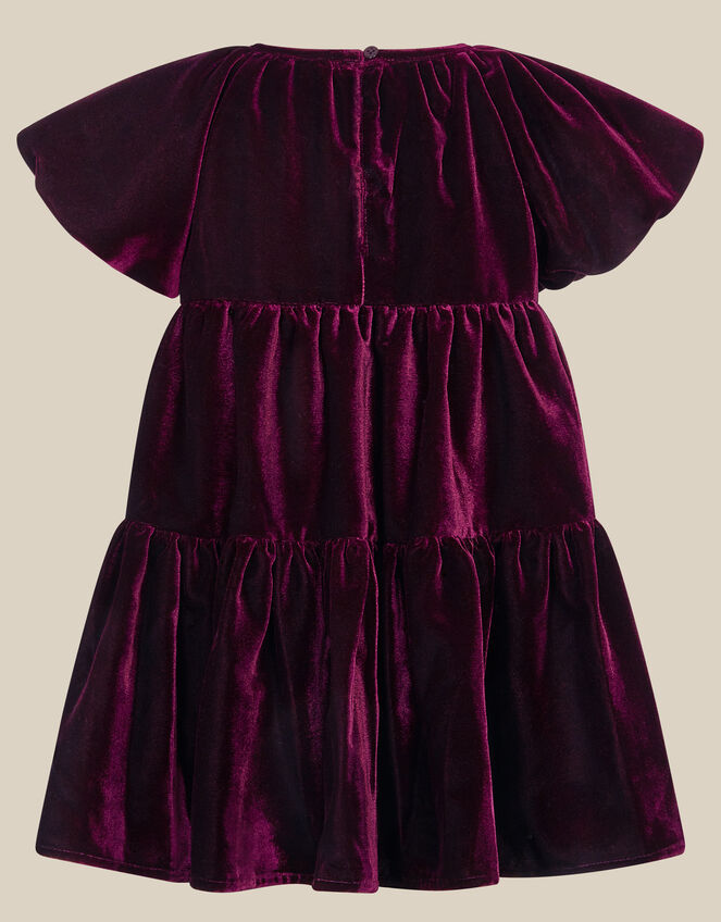 Baby Leila Corsage Velvet Party Dress, Purple (PURPLE), large