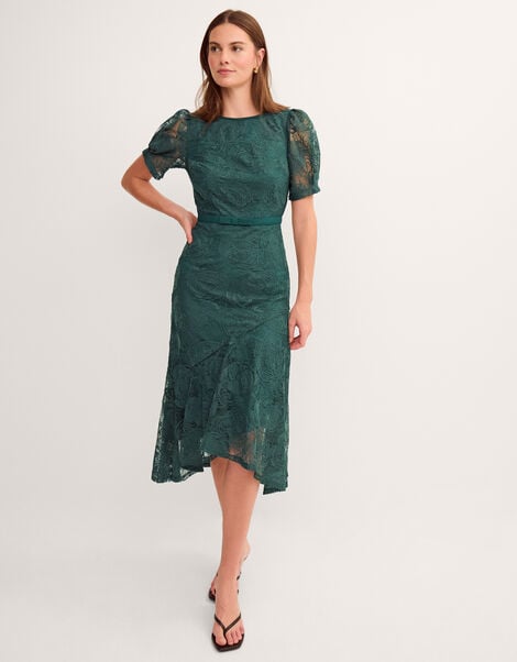 Megan Rose Lace Midi Dress, Green (DARK GREEN), large