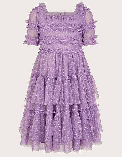Ruffle Tiered Tulle Dress, Purple (PURPLE), large