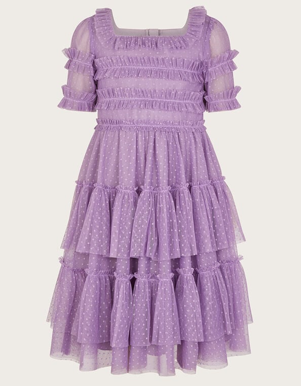 Ruffle Tiered Tulle Dress, Purple (PURPLE), large