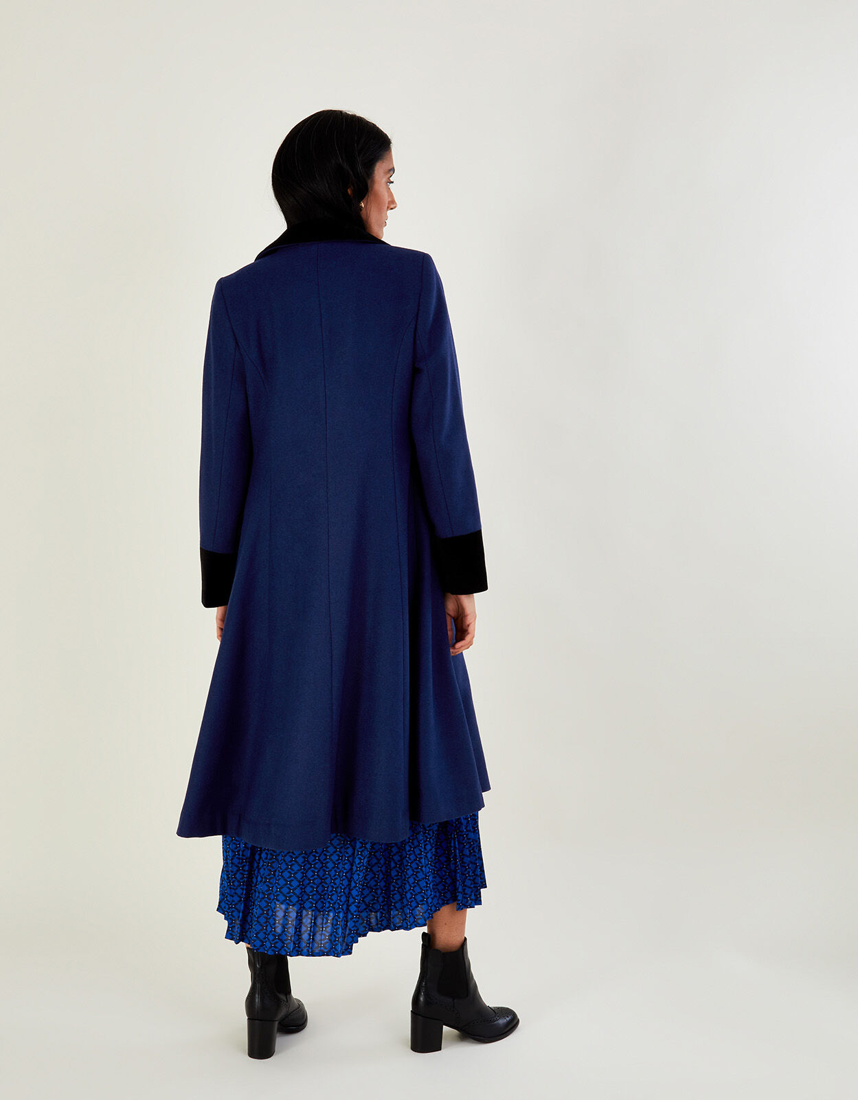 Velvet Trim Skirted Coat Blue Women s Coats Monsoon ROI