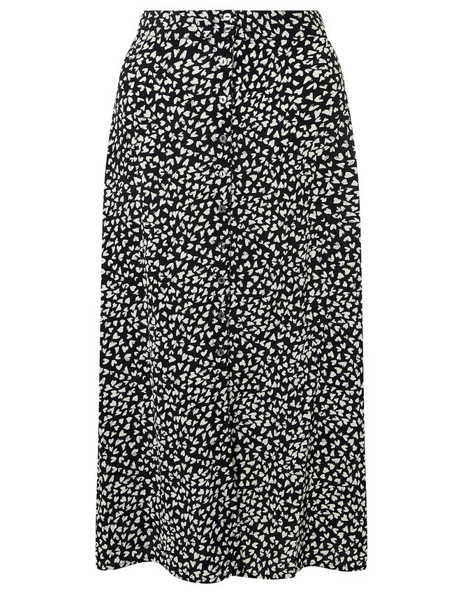 Monochrome Heart Midi Skirt, Black (BLACK), large