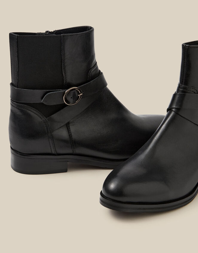 Elie Leather Ankle Boots, Black (BLACK), large