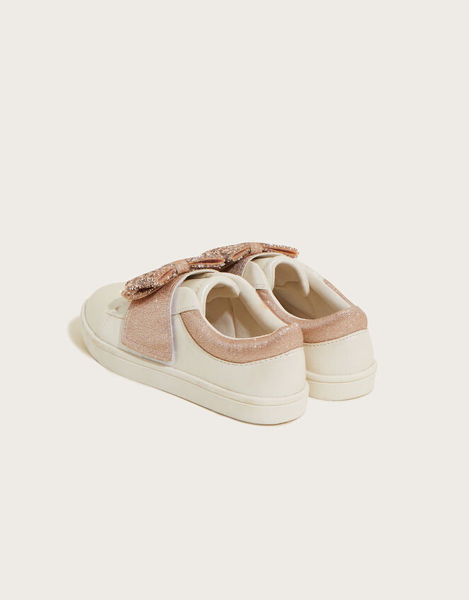 Dazzle Bow Velcro Trainers, Ivory (IVORY), large