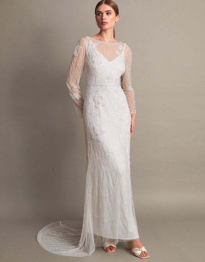 Alexa Beaded Bridal Dress, Ivory (IVORY), large