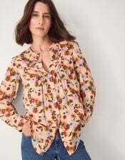 Olive Floral Print Blouse, Ivory (IVORY), large