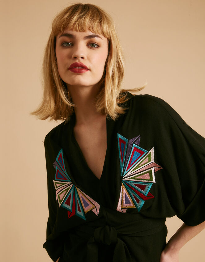 Tallulah and Hope Gloria Embroidered Blouse, Black (BLACK), large