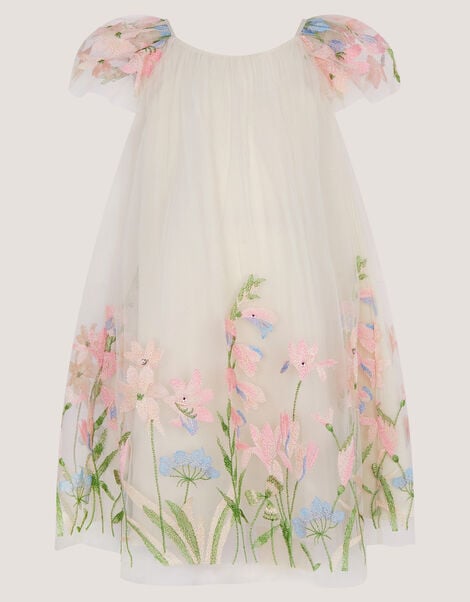 Bryony Floral Embroidered Party Dress, White (WARM IVORY), large
