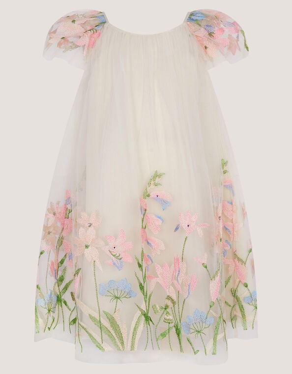 Bryony Floral Embroidered Party Dress, White (WARM IVORY), large