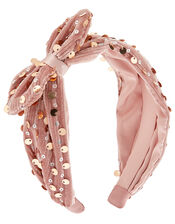 Sequin Velvet Bow Headband, , large