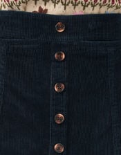 Jamie Button Corduroy Midi Skirt, Blue (NAVY), large