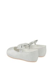 Baby Everly Sparkle Bow Flat Shoes, Silver (SILVER), large