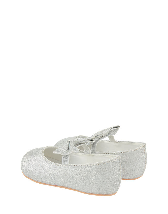 Baby Everly Sparkle Bow Flat Shoes, Silver (SILVER), large