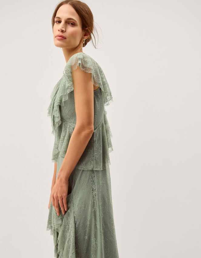 Alda Ruffle Lace Maxi Dress, Green (SAGE), large
