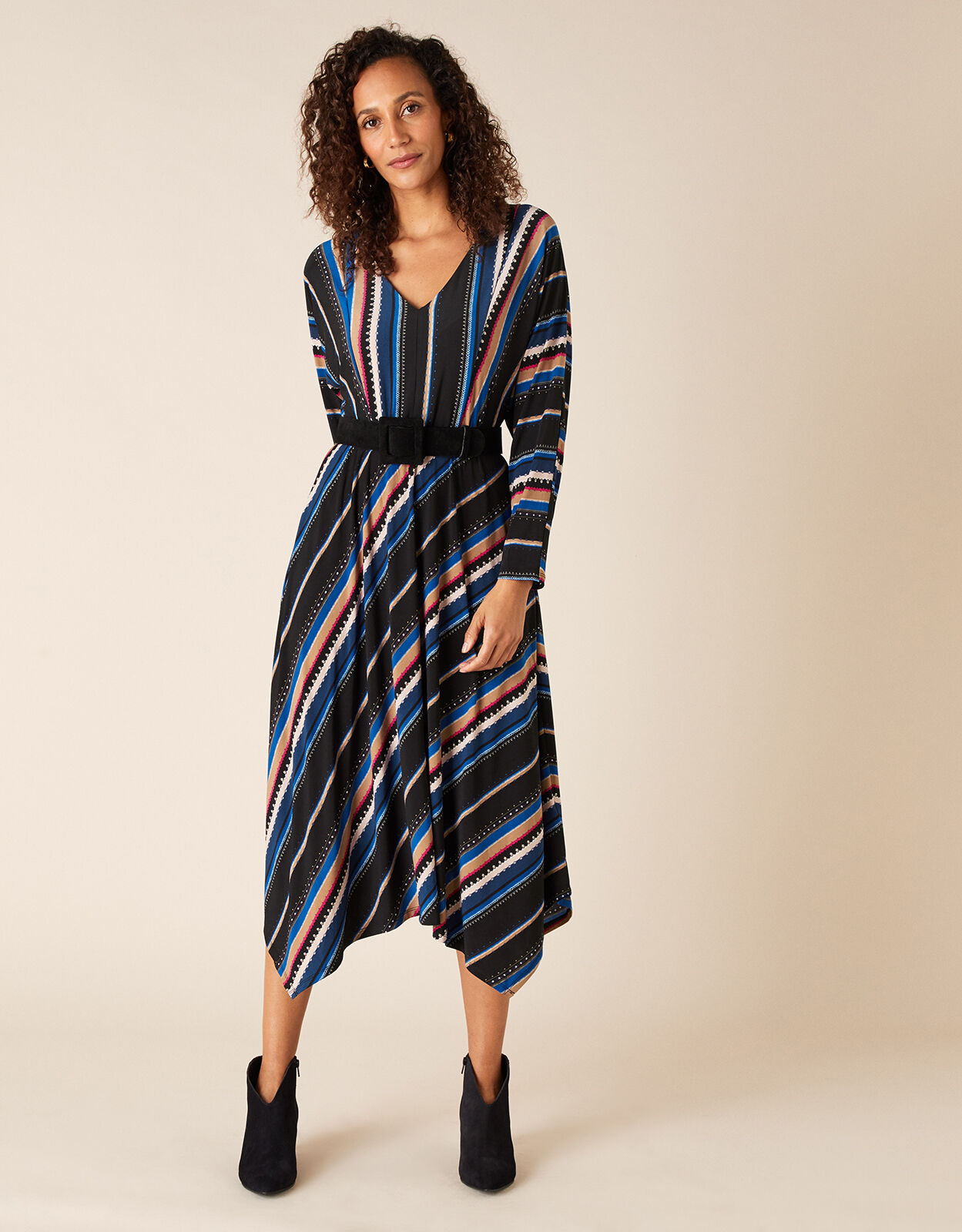 Stripe Print Midi Dress Black Day Dresses Monsoon Global