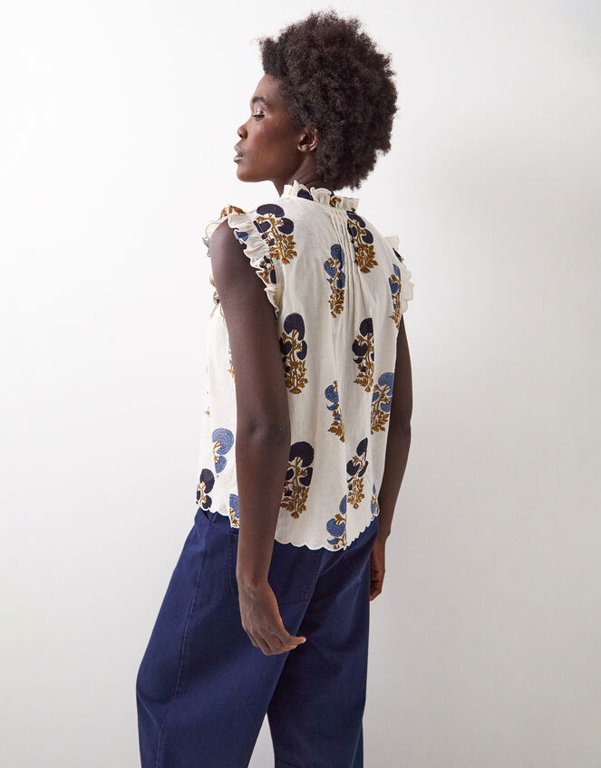 East Lucy Sleeveless Floral Top, Blue (BLUE), large