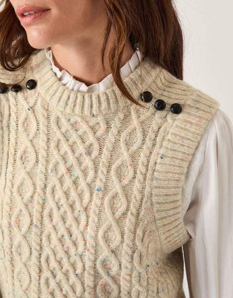 Carly Cable Knit Vest, Grey (LIGHT GREY), large