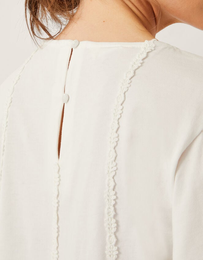 Tate Lace Trim Jersey T-Shirt, White (WHITE), large