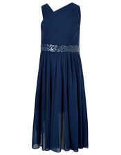 Abigail Sequin One-Shoulder Prom Dress, Blue (NAVY), large
