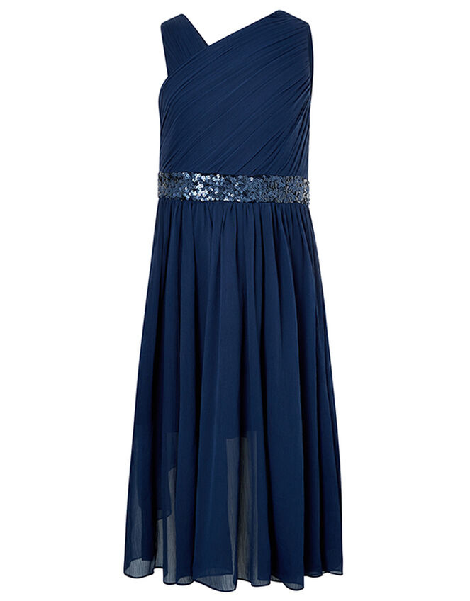 Abigail Sequin One-Shoulder Prom Dress, Blue (NAVY), large