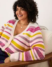 Coloured Stripe Textured Cardigan, Multi (MULTI), large