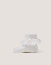 Baby Broderie Frill Socks, White (WHITE), large