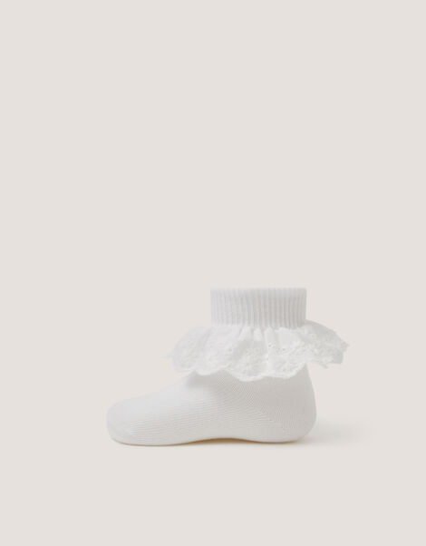 Baby Broderie Frill Socks, White (WHITE), large
