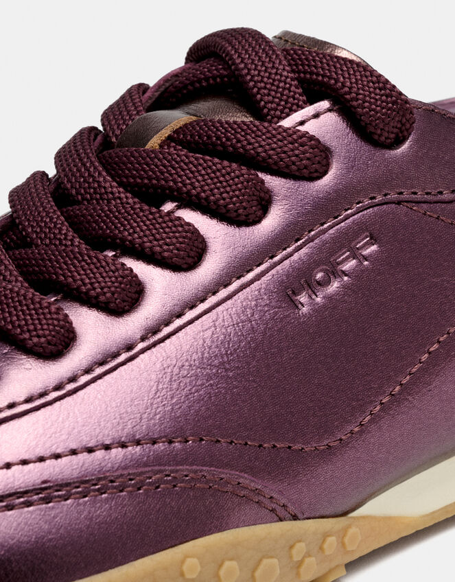 Hoff Bridge Metallic Leather Trainers, Red (BURGUNDY), large