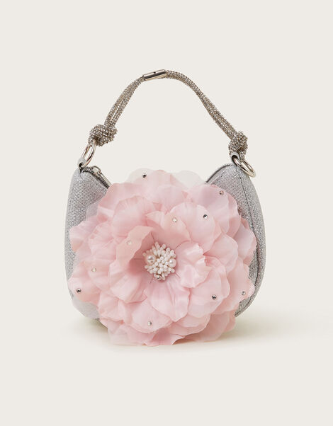 Oversized Flower Scoop Bag, Silver (SILVER), large