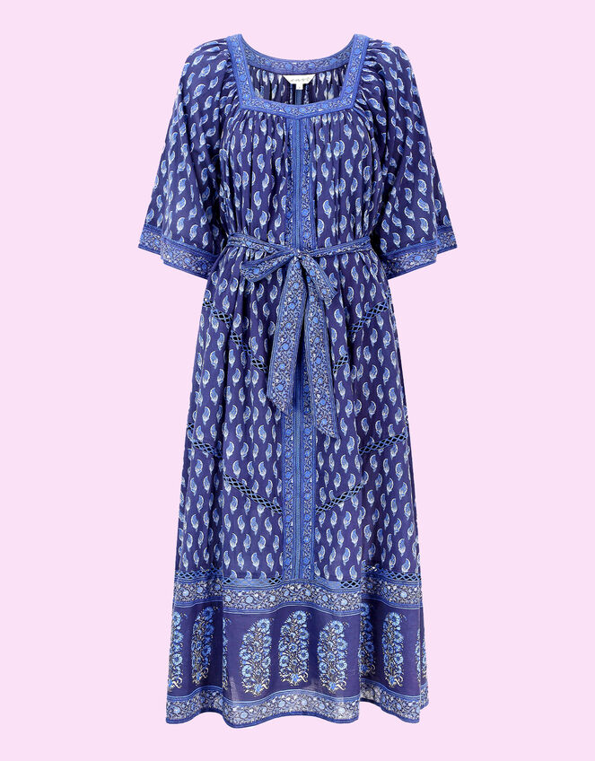 East Harriet Print Tie Waist Dress, Blue (NAVY), large