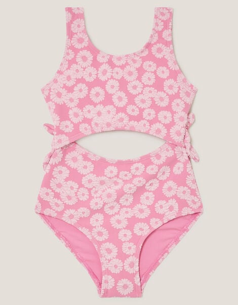 Floral Jacquard Cut-Out Swimsuit, Pink (PINK), large
