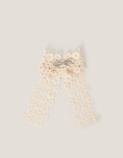 Daisy Lace Bow Hair Clip, , large