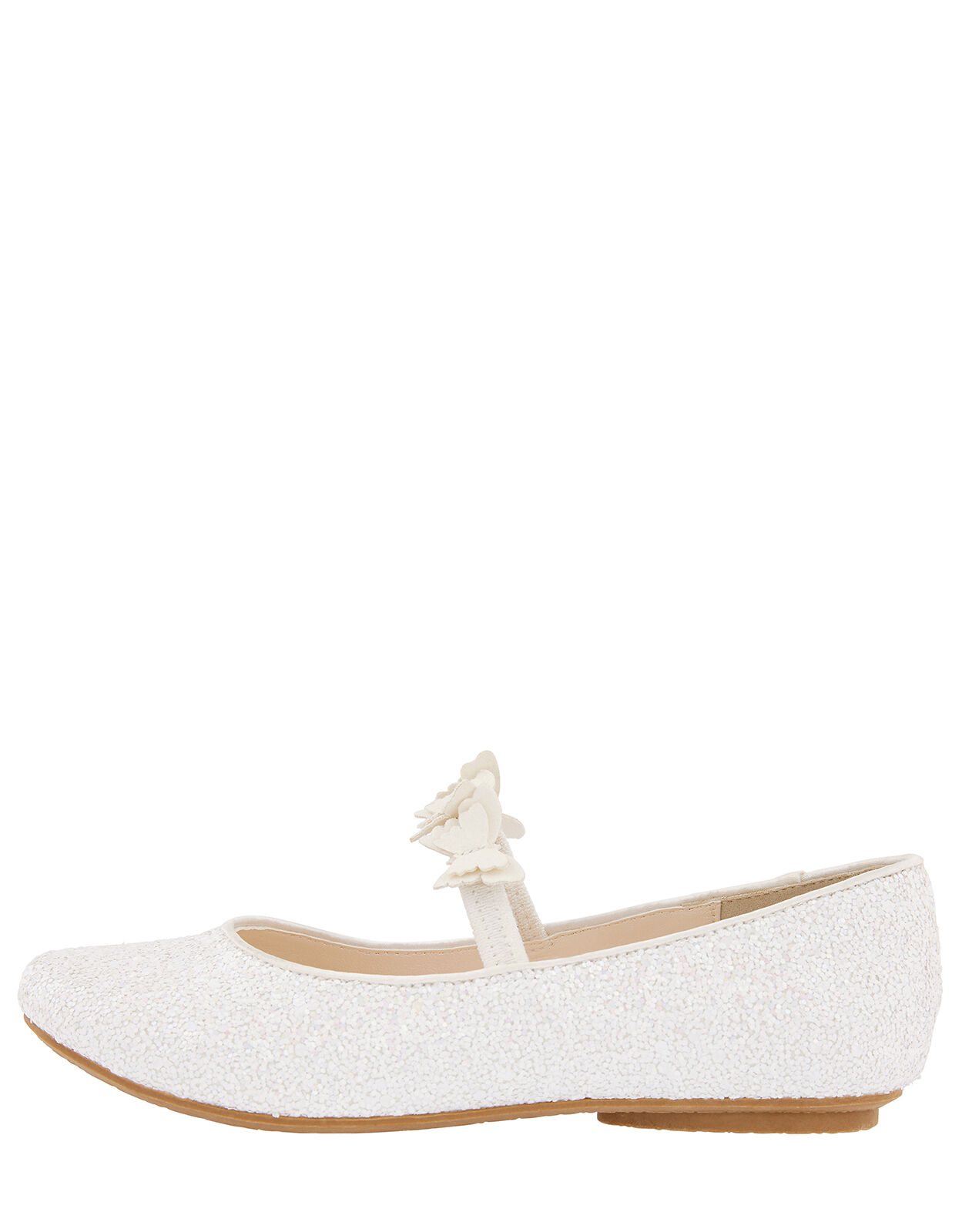 Glittery Butterfly Ballerina Flats Ivory Girls Flat Shoes