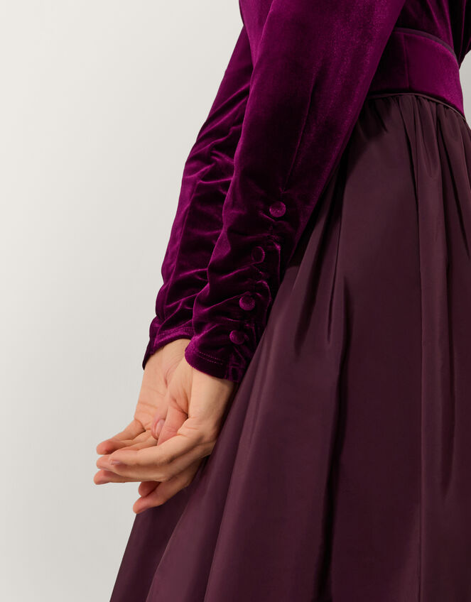 Vita Velvet Midi Dress, Purple (AUBERGINE), large