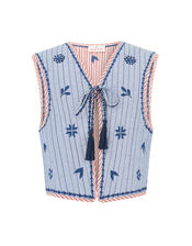 East Teleri Reversible Stripe Waistcoat, Blue (BLUE), large