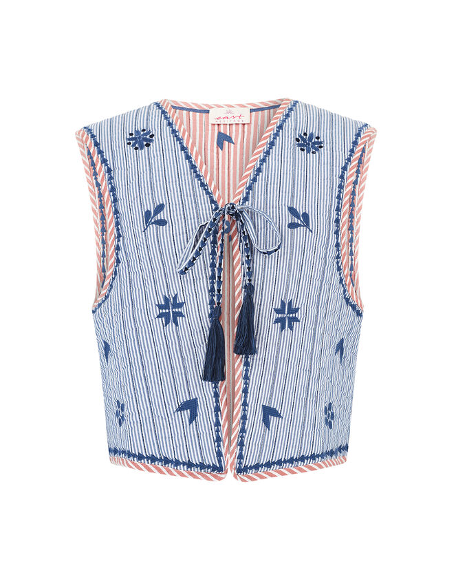 East Teleri Reversible Stripe Waistcoat, Blue (BLUE), large