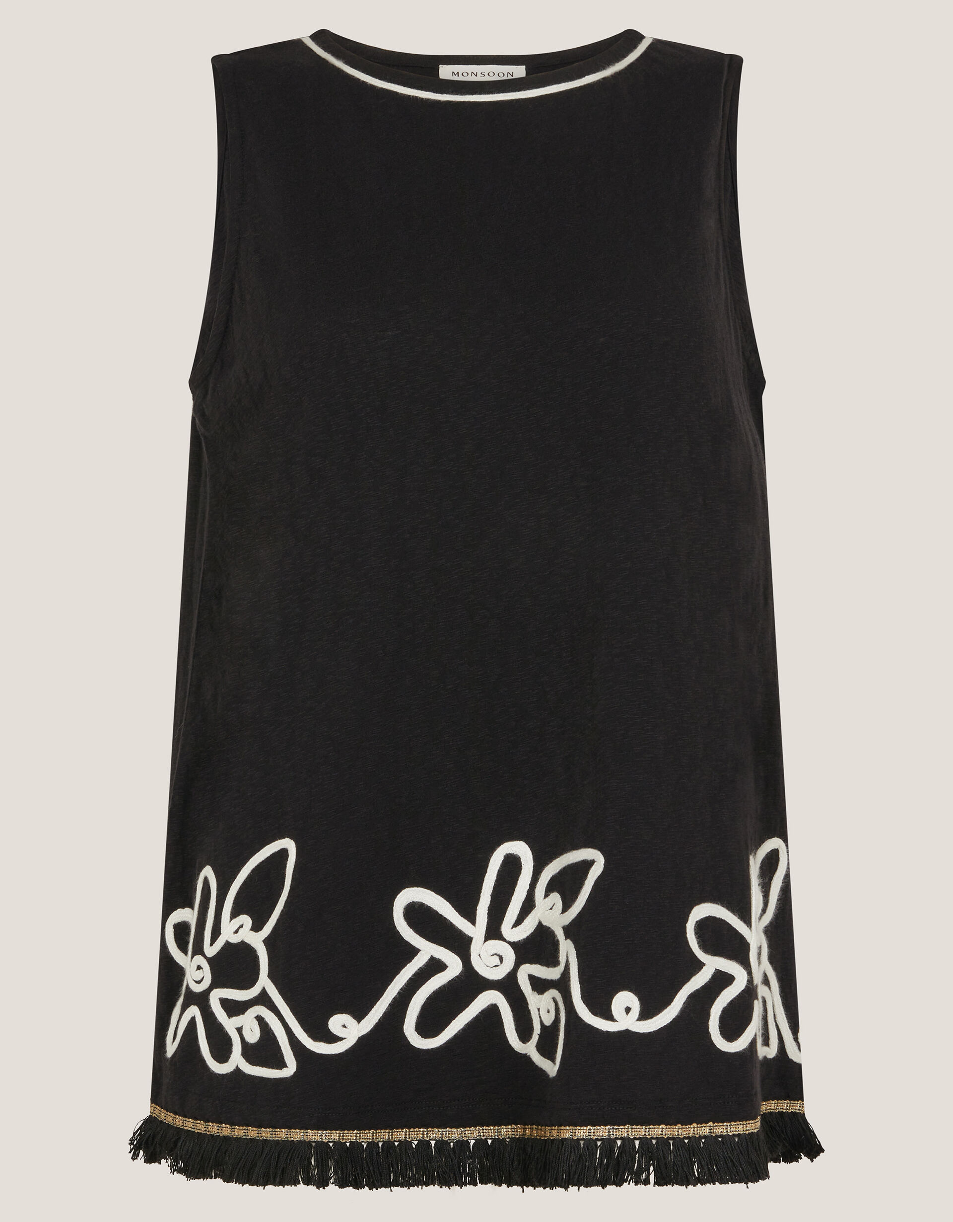 Sara Sleeveless Embroidered Top Black | Vests, Camisoles And